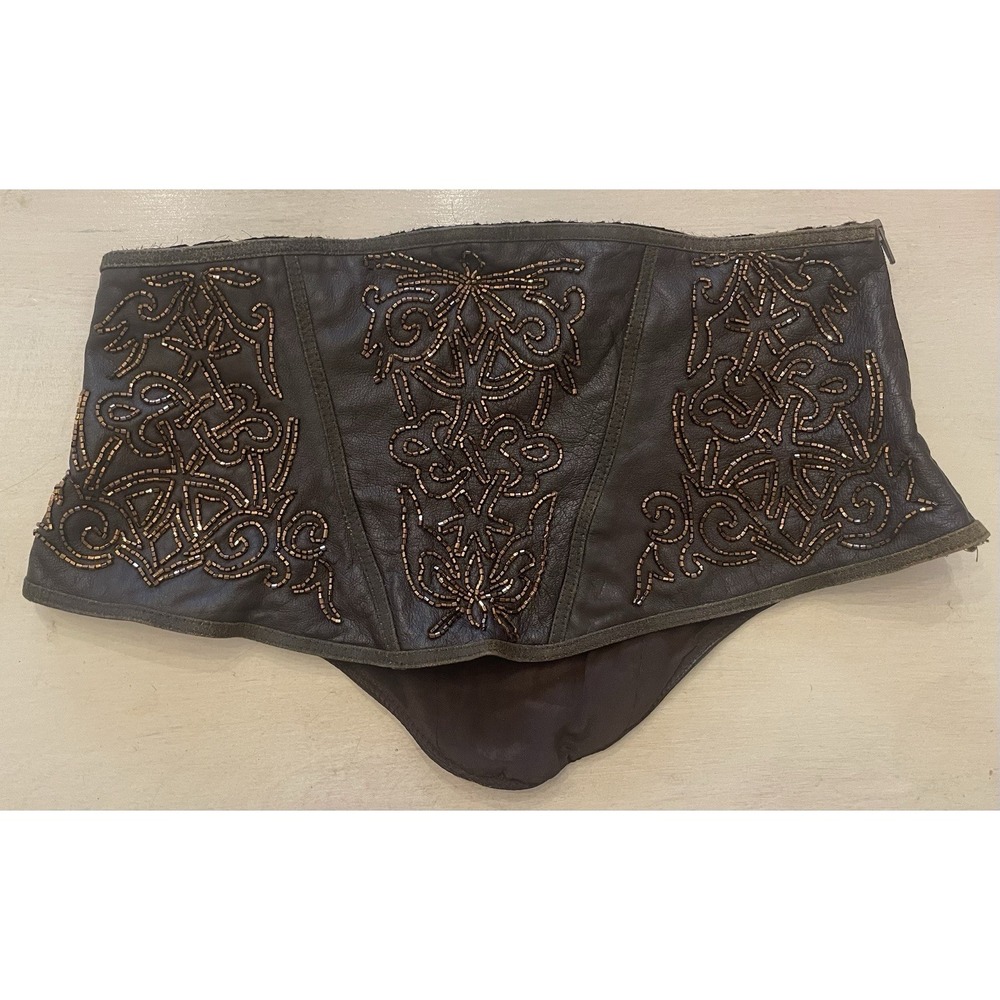 leather bandeau Beaded Top Women's‎ Size Small